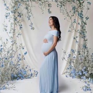 Strapless Sky Blue Maternity Dress